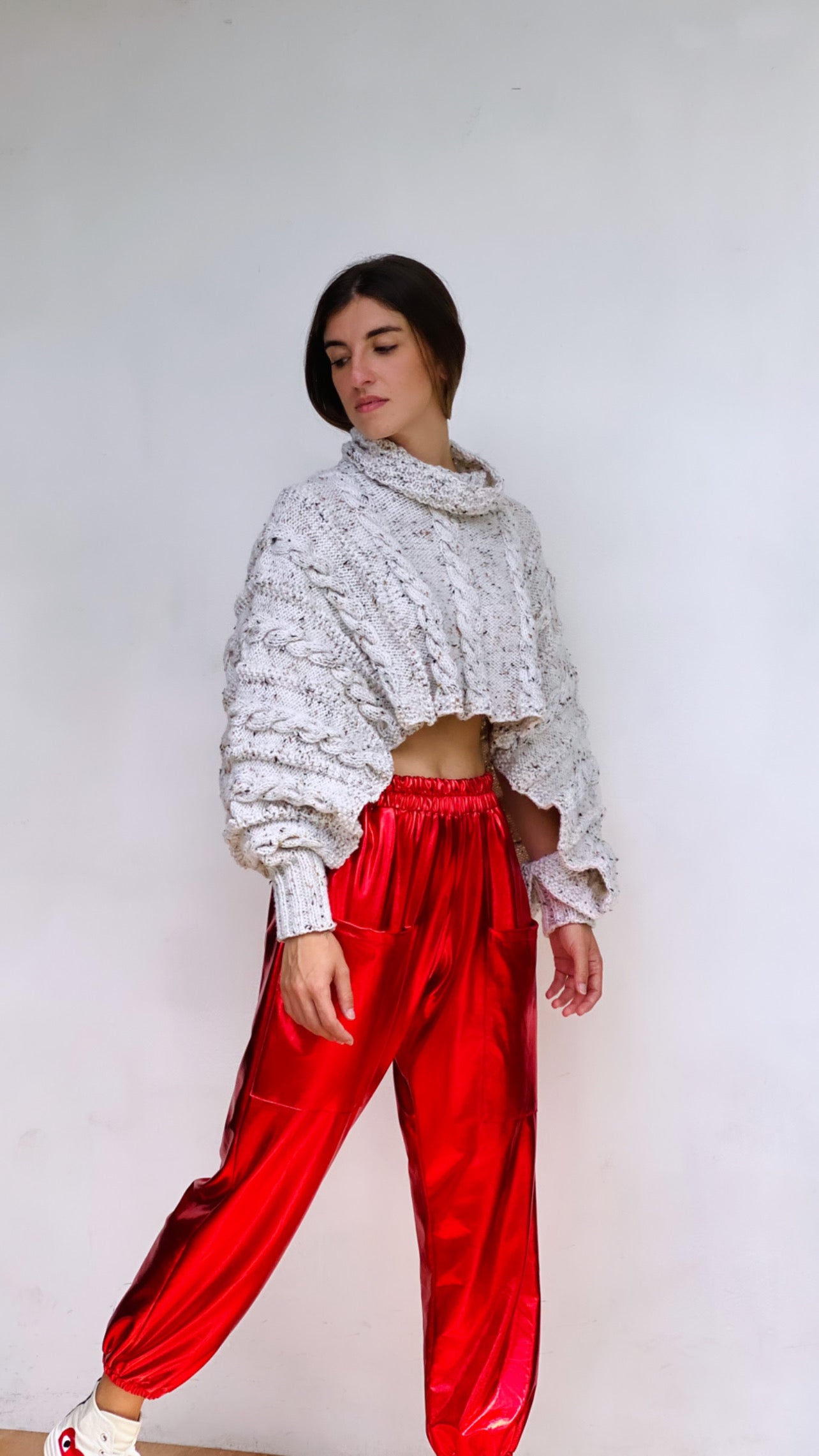 Pantalón metalizado rojo
