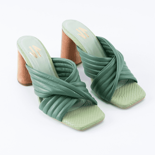 Carla Wood Heel Green