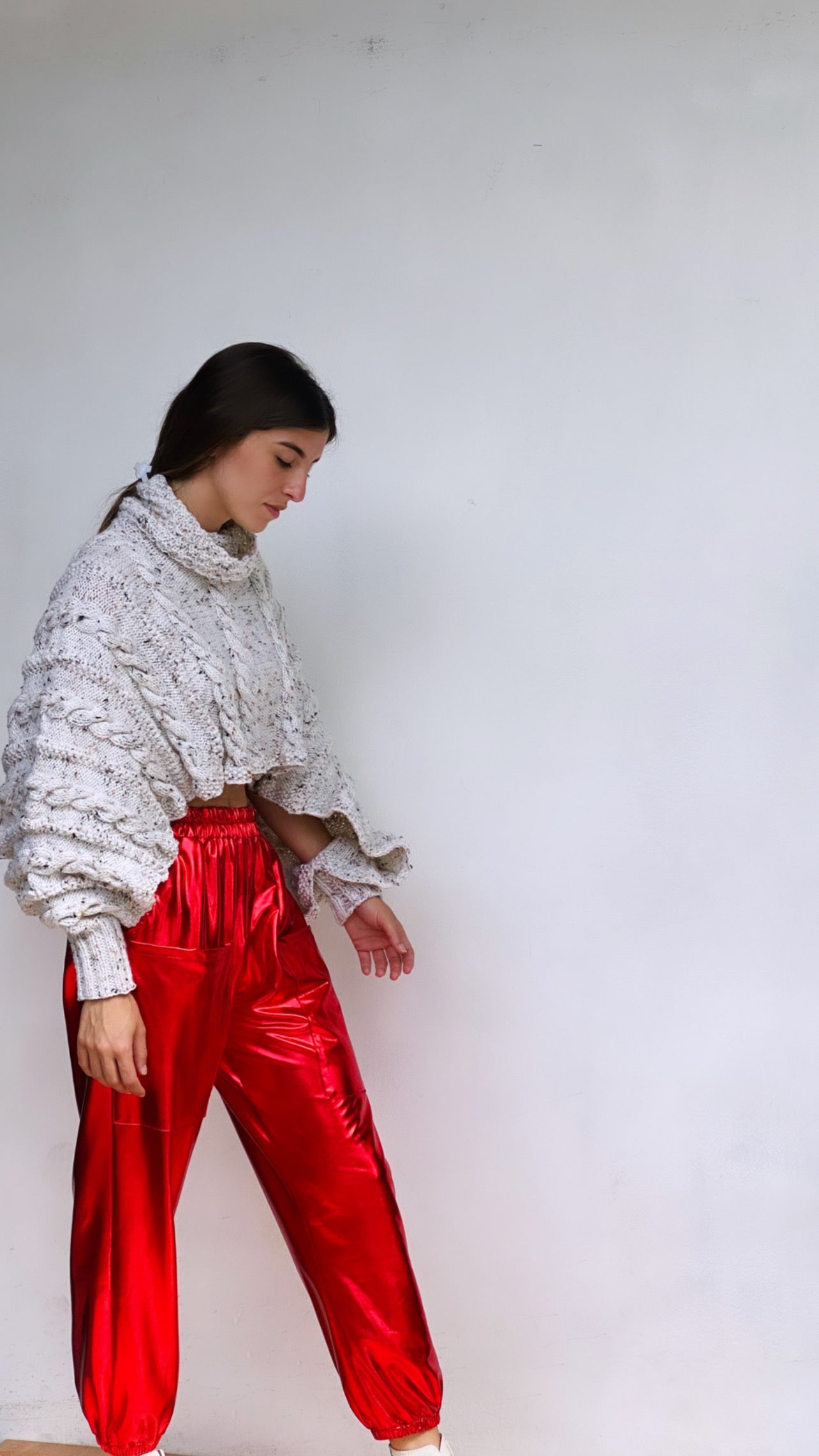Pantalón metalizado rojo