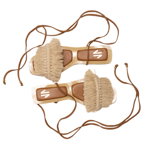 Bloom Lace Up Flat Beige