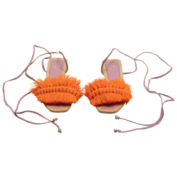 Bloom Lace Up Flat Orange