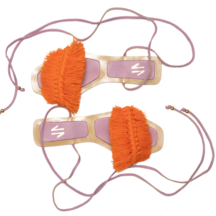 Bloom Lace Up Flat Orange