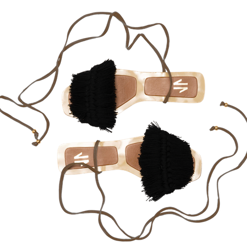 Bloom Lace Up Flat Black