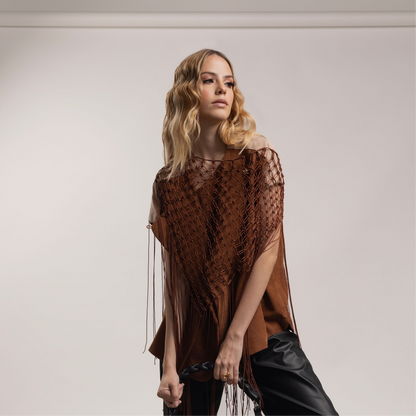 Shawl camel tejido