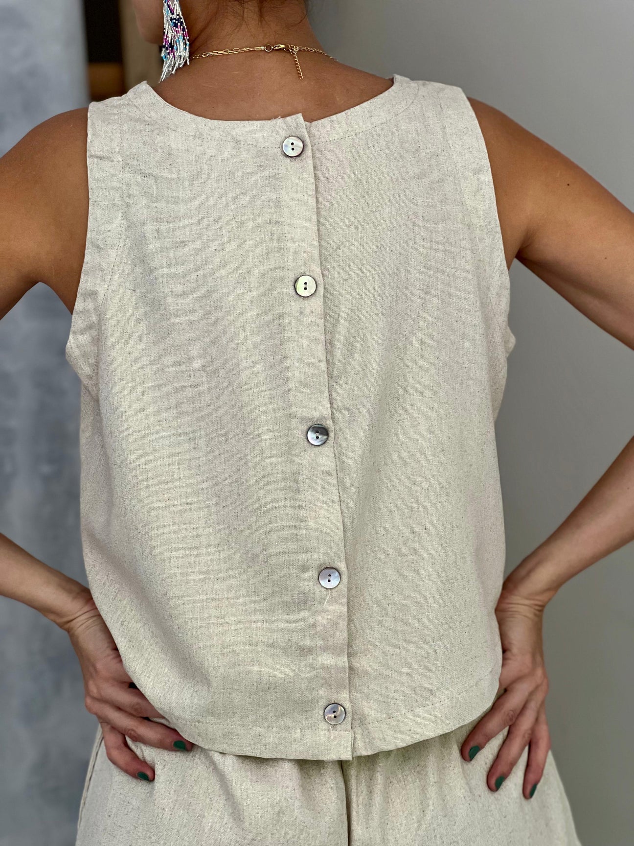 Beige linen top