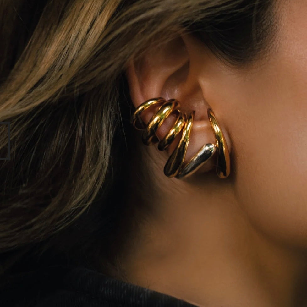 Gold eless Ear cuff · Pájaro Limón · vista 2 · joyería de autor latinoamericano