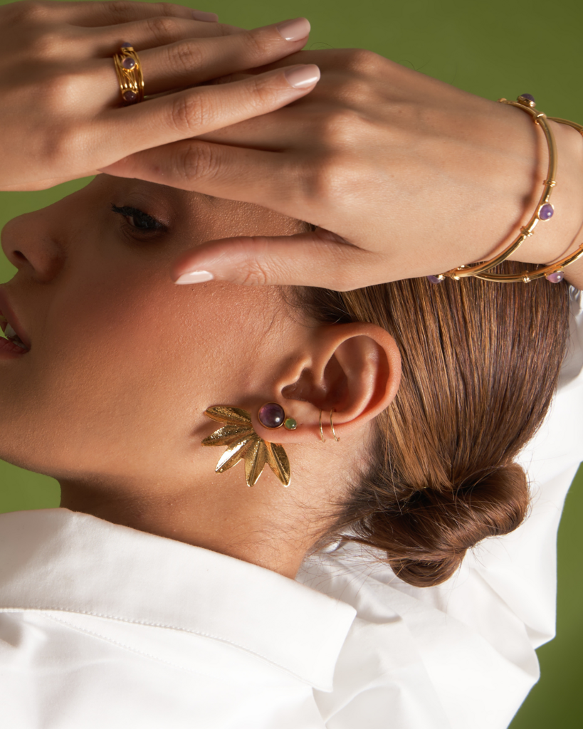 Arete Flor doble uso · Aguadulce · joyería de autor latinoamericano