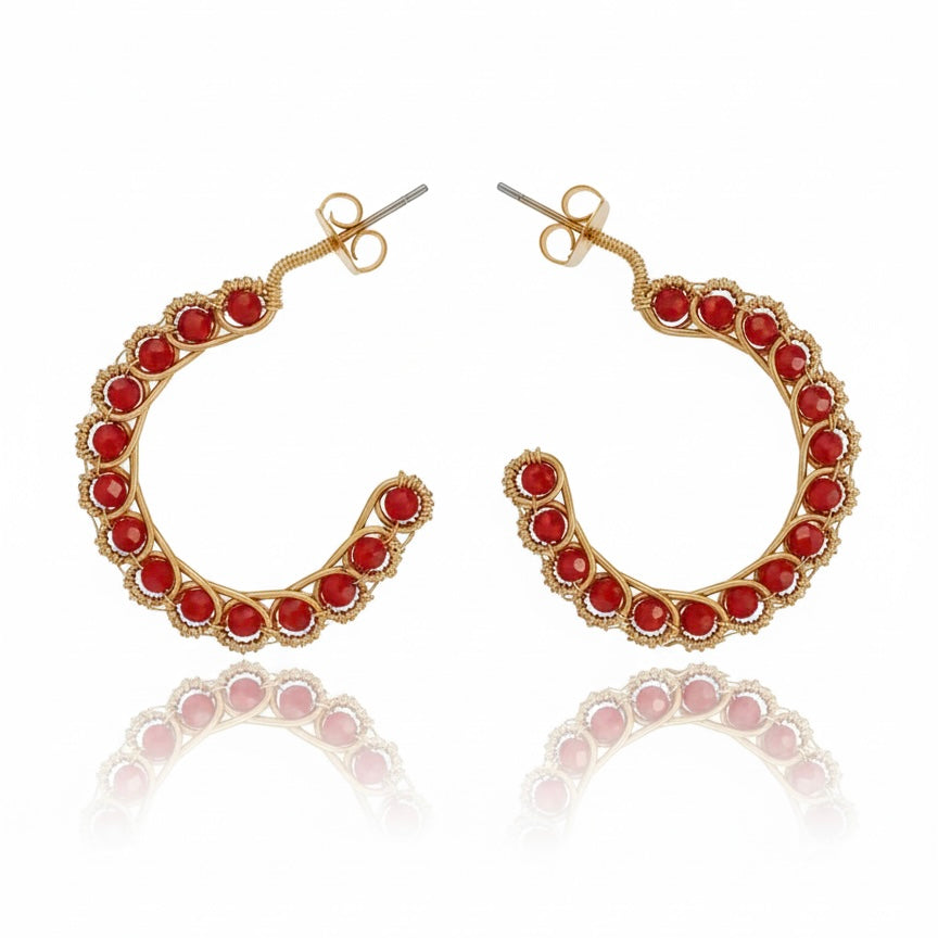 Aretes media luna rojo