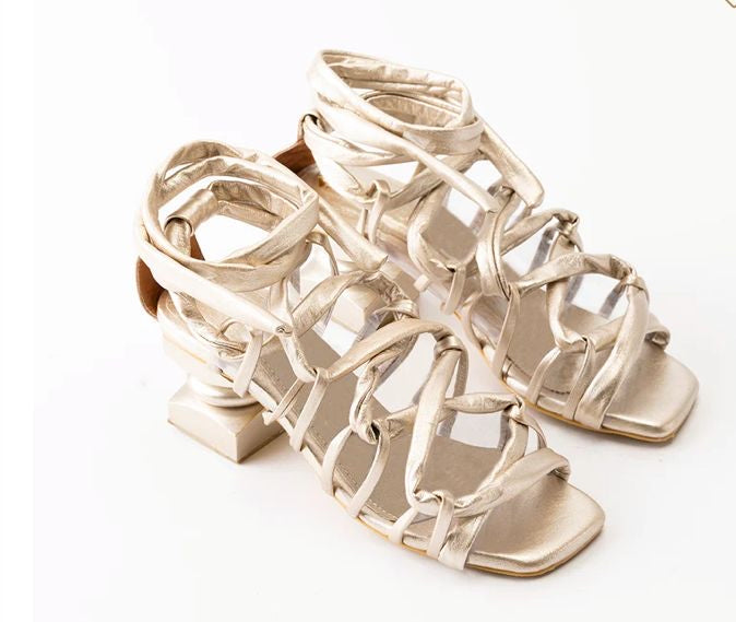 Ani Wood Heel Gold