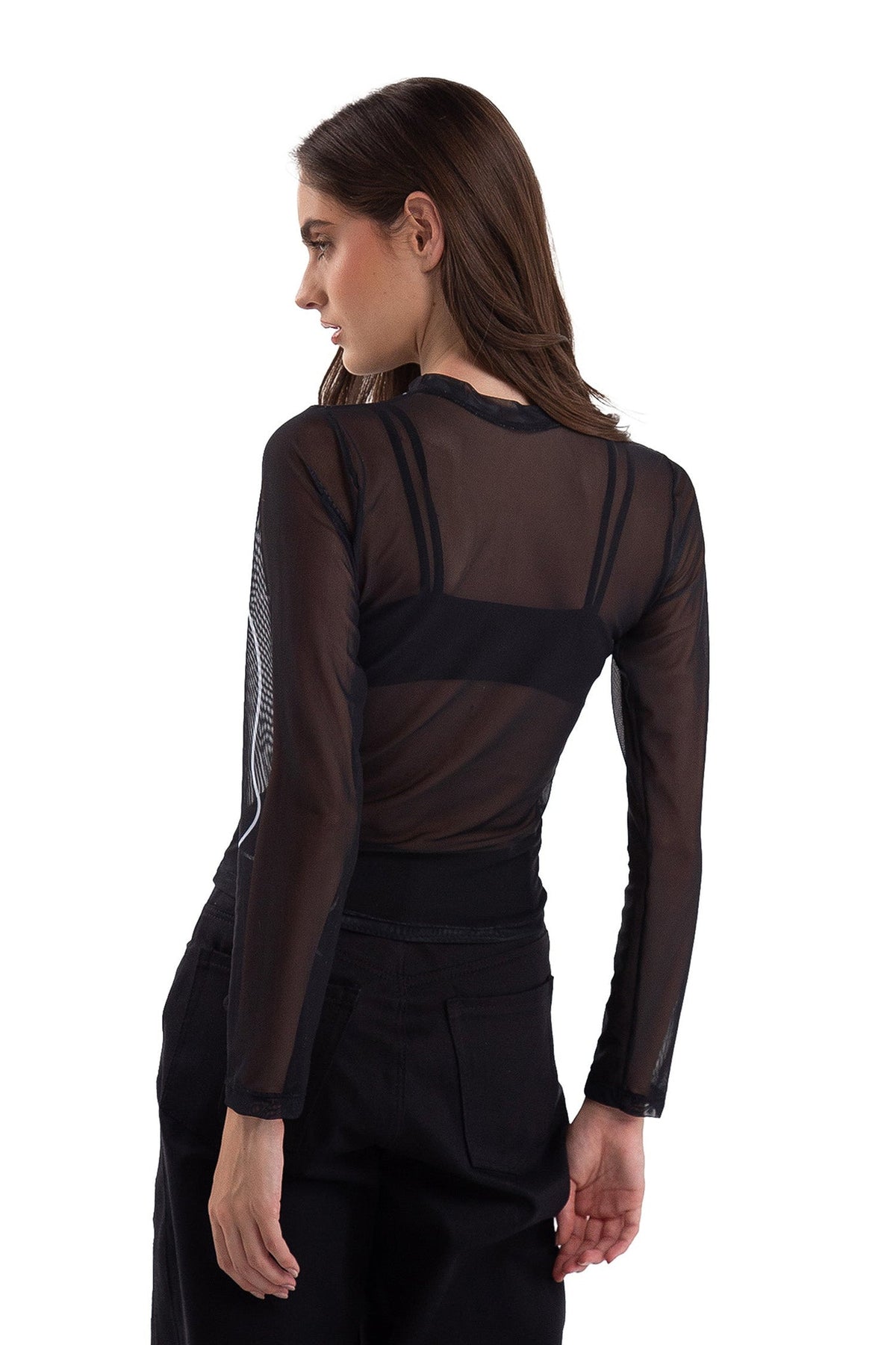 interrogarSE black mesh top · Tutantú · vista 2 · diseño latinoamericano