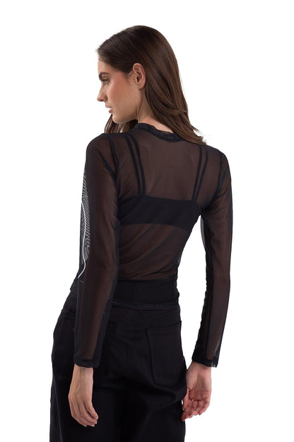 interrogarSE black mesh top