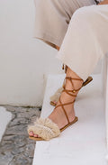 Bloom Lace Up Flat Beige