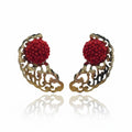 Openwork earrings with a red base
