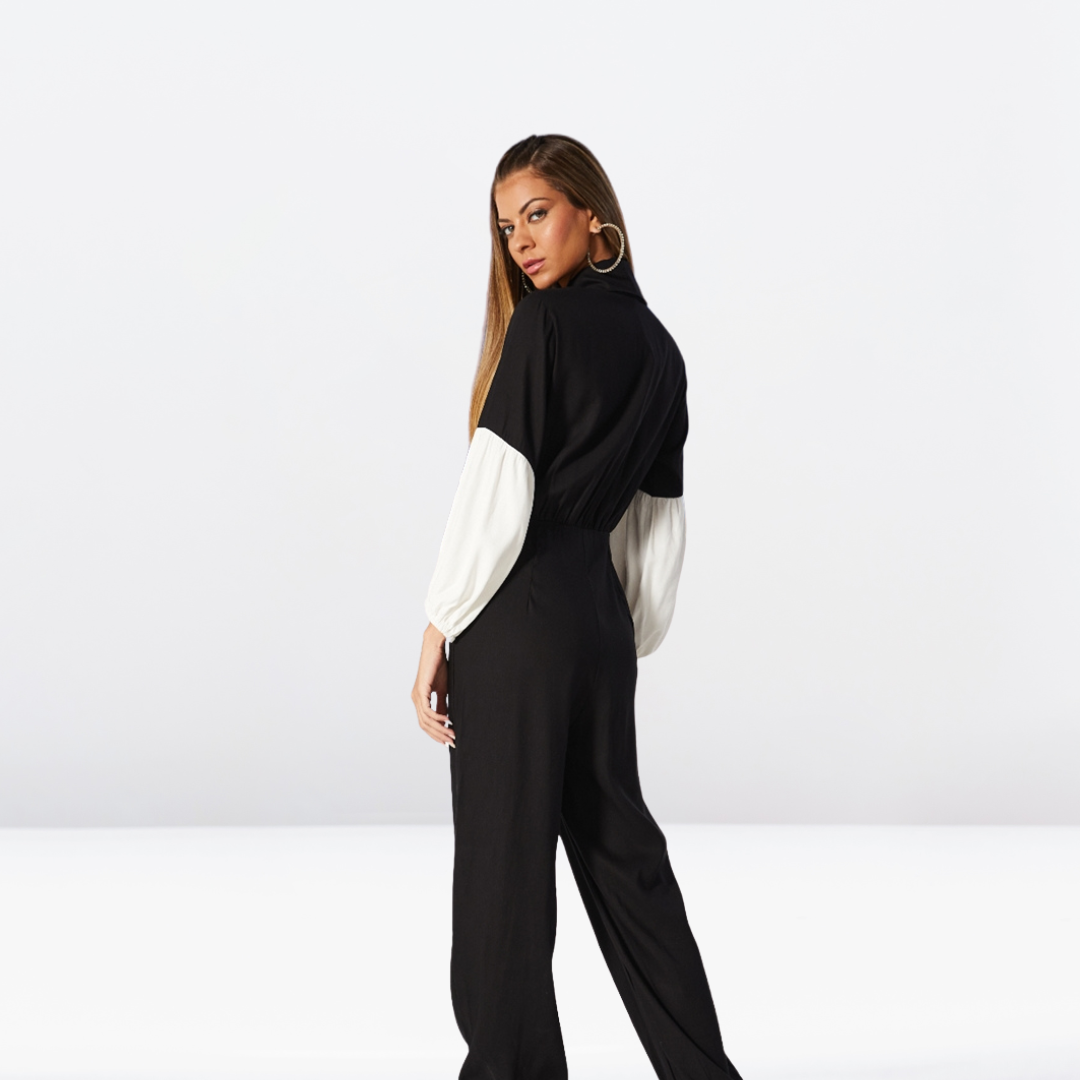 Jumpsuit negro blanco · Open · vista 2 · diseño latinoamericano