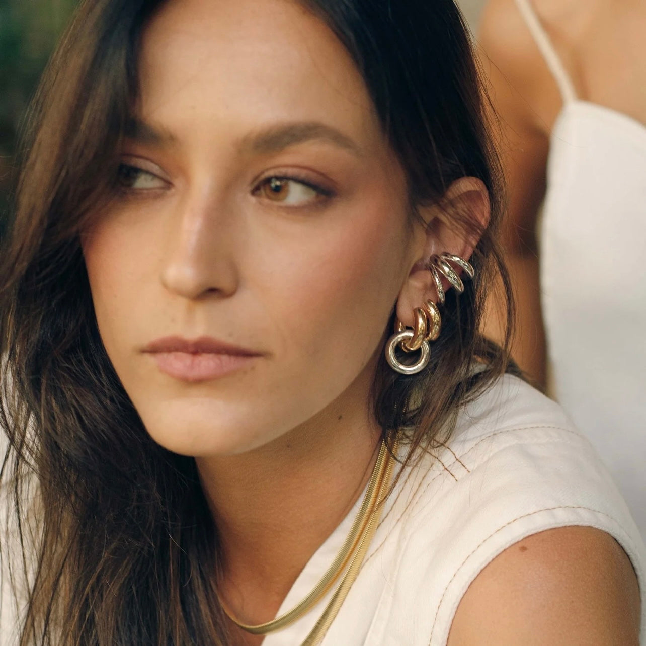 Silver eless Ear cuff