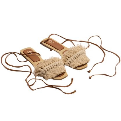 Bloom Lace Up Flat Beige